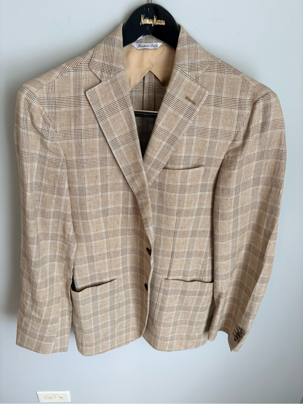 The ACQUA Brand Tan Plaid Sport Coat - Lightweight Tailored Blazer